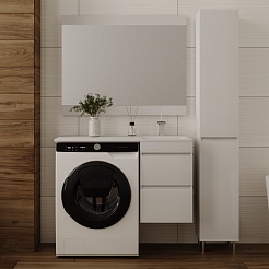 Style Line Тумба с раковиной подвесная Даллас 100 Люкс R, белая PLUS – фотография-11